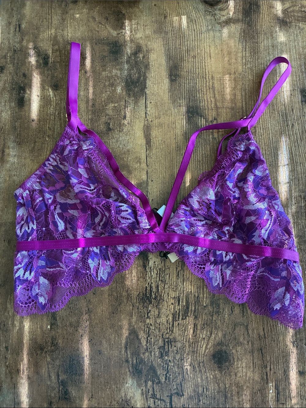 Cosabella Sheer Purple Lace Bralette with Floral Pattern Small S Paradiso NWT